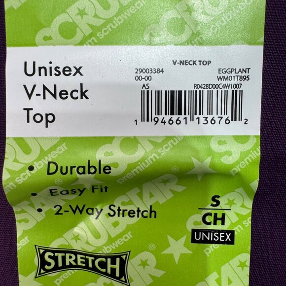 Scrubstar Womens Size Small V-Neck Top Purple Stretch Fabric - Picture 4 of 7